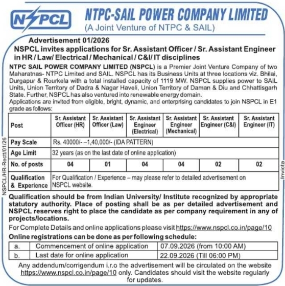 Officer and Engineer Recruitment by NSPCL