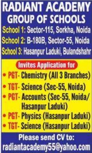 Radiant Academy Group of Schools Teacher Recruitment 2026