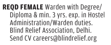 Recruitment for Female Hostel Warden
