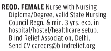 Recruitment for Female Nurse