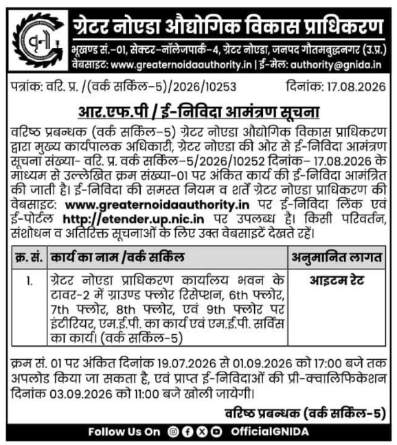 RFP for Interior and MEP Services by GNIDA