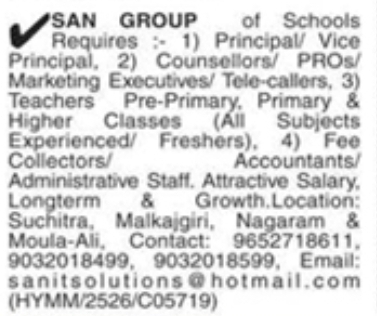 SAN GROUP of Schools is recruiting for various roles