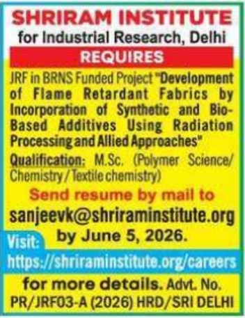 Shriram Institute Delhi JRF Vacancy 2026