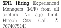 SPIL Experienced Managers Recruitment