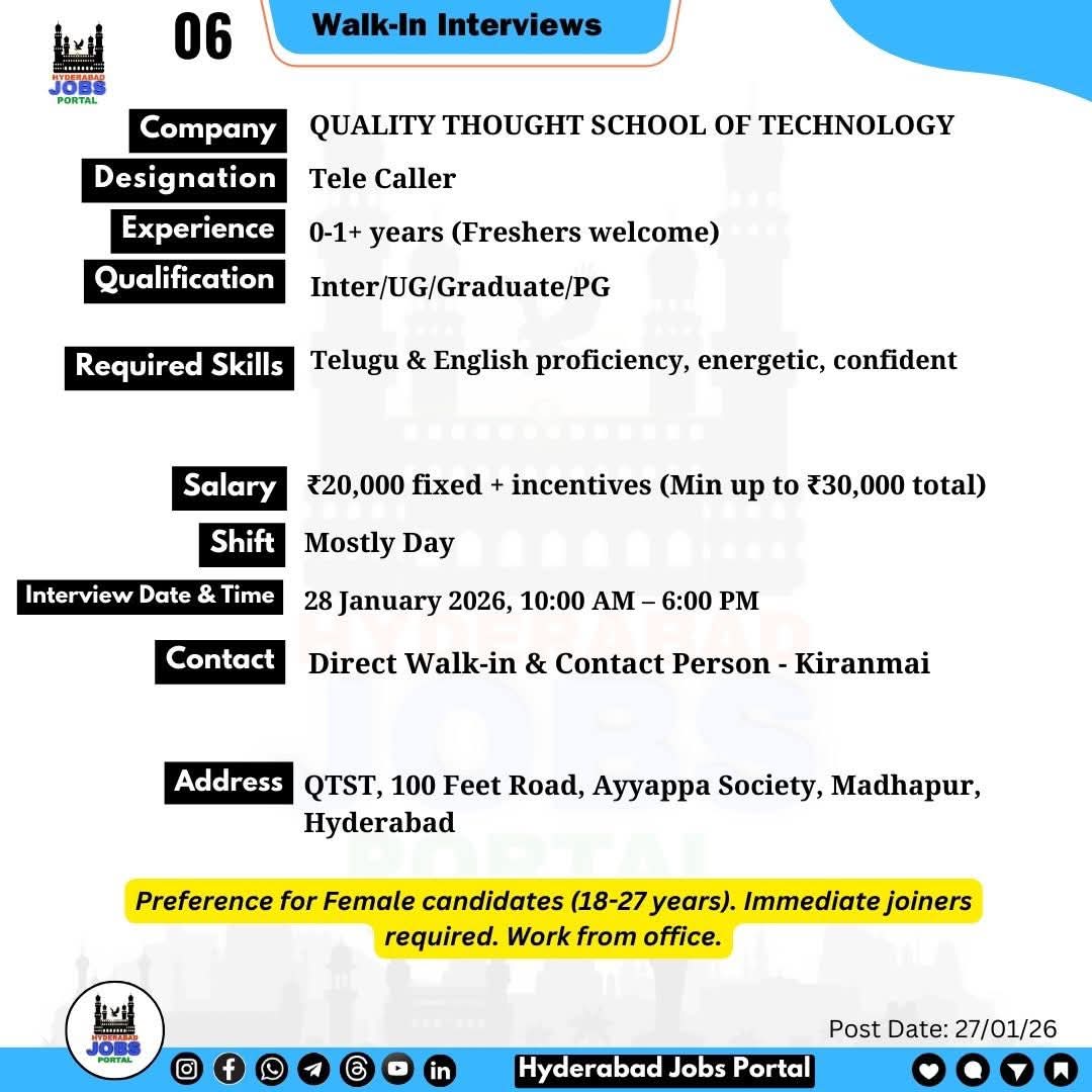 Tele Caller Job In Hyderabad