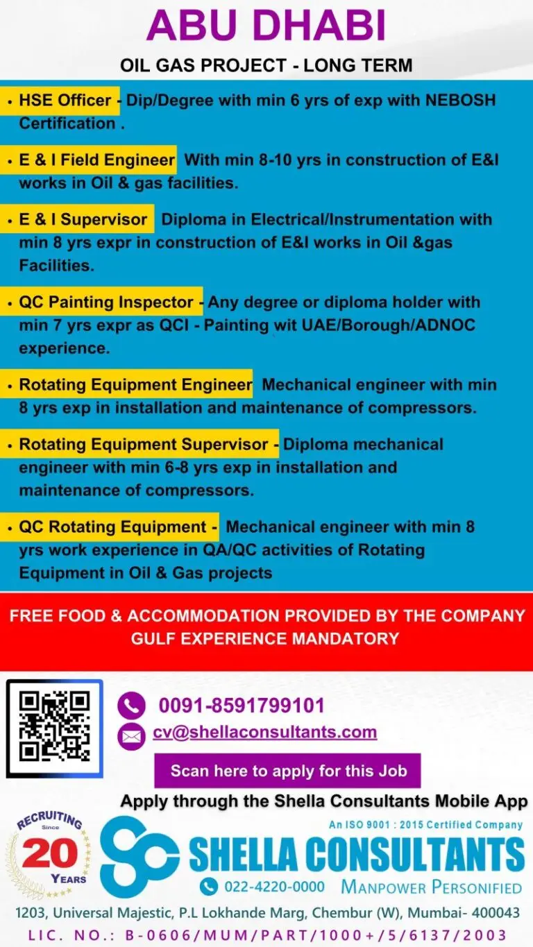 Urgent Hiring for Abu Dhabi