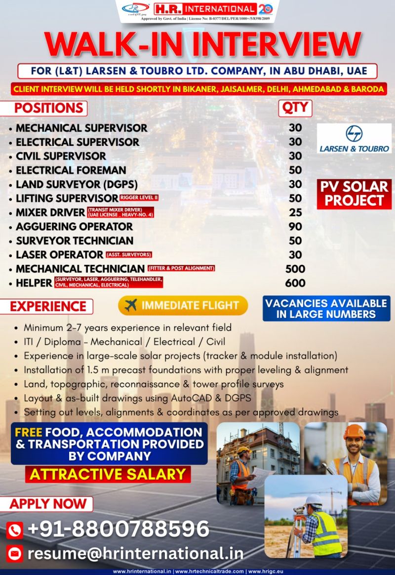 Urgent Hiring for Abu Dhabi