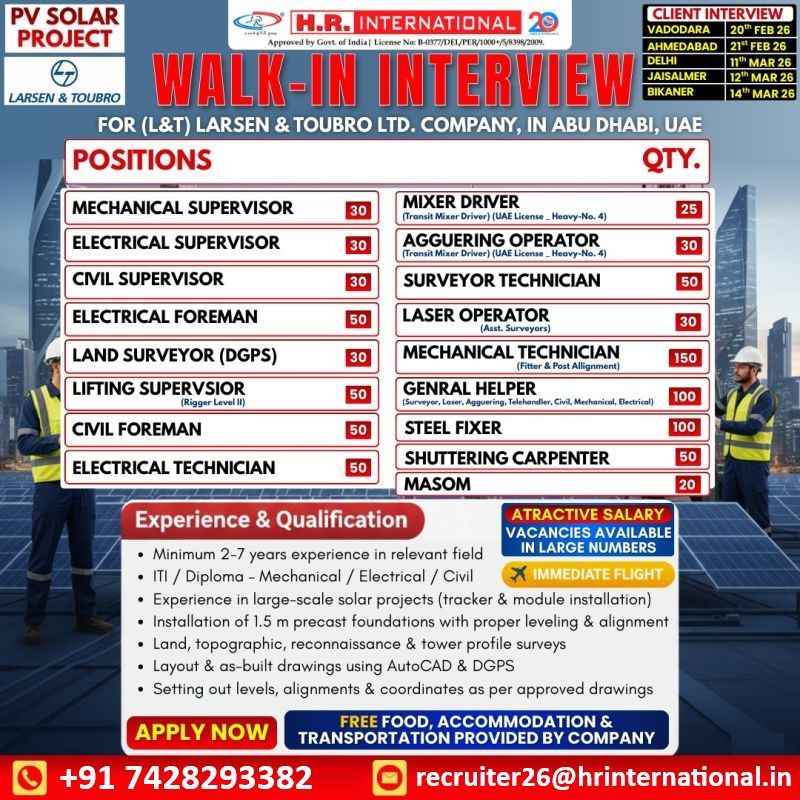 Urgent Hiring for Abu Dhabi