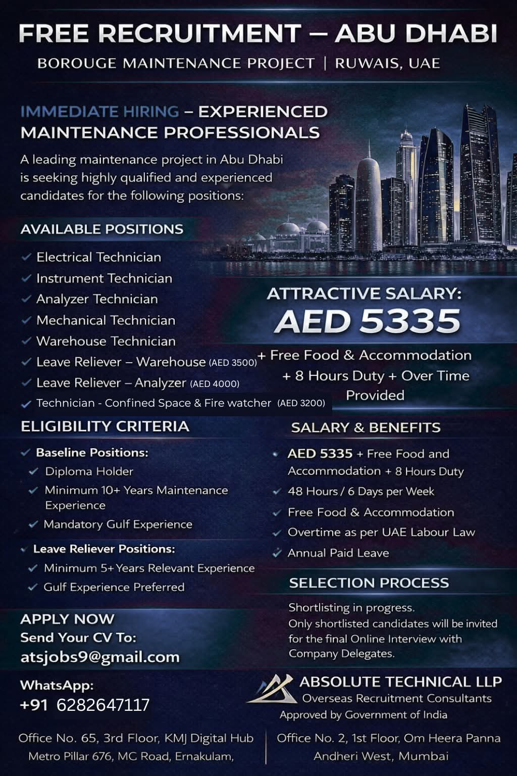 Urgent Hiring for Abu Dhabi