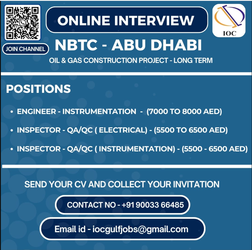 Urgent Hiring for Abu Dhabi
