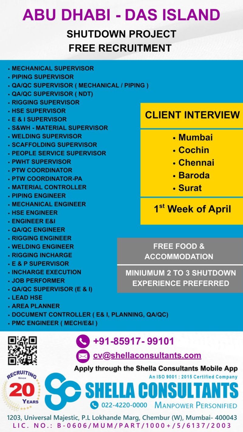 Urgent Hiring for Abu Dhabi