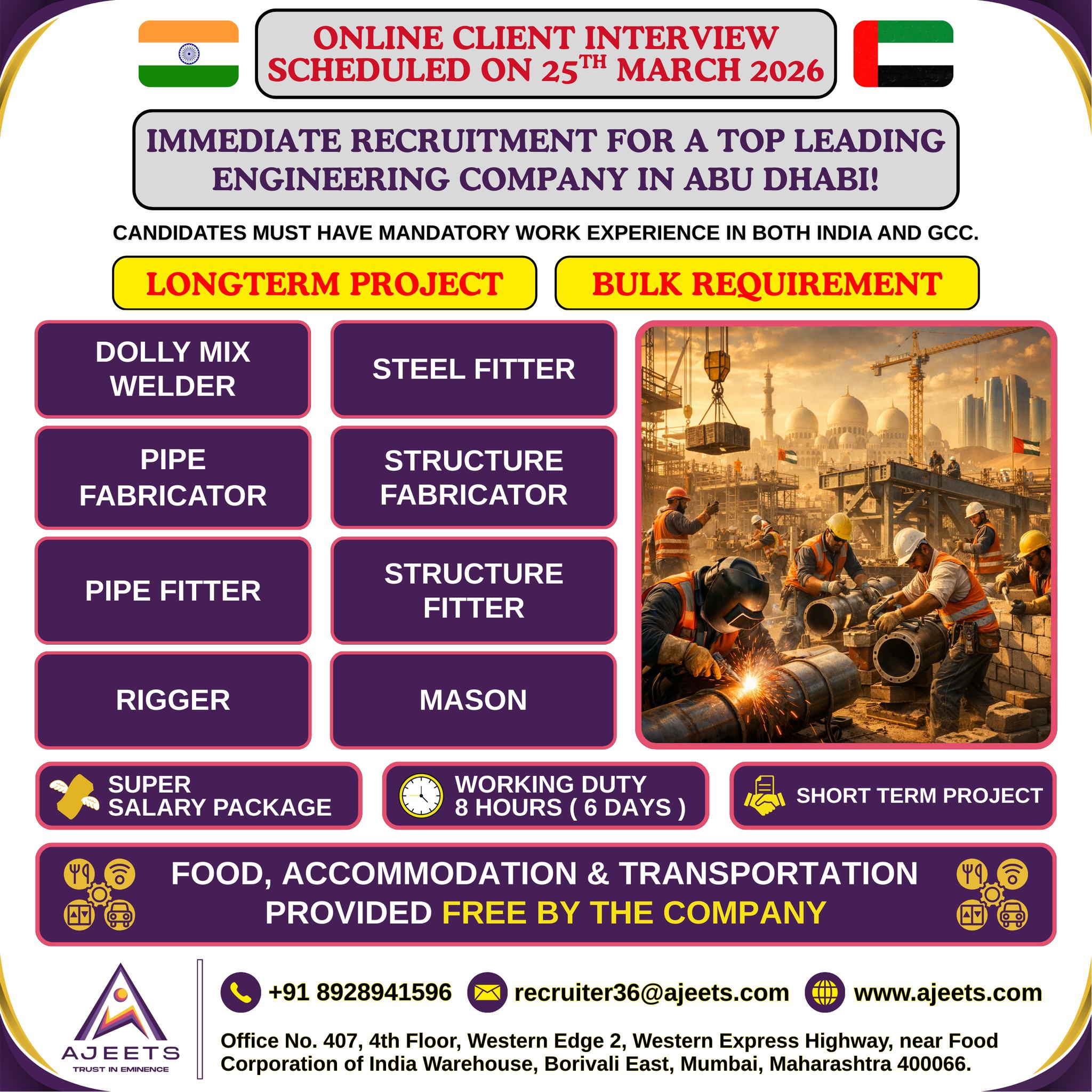 Urgent Hiring for Abu Dhabi