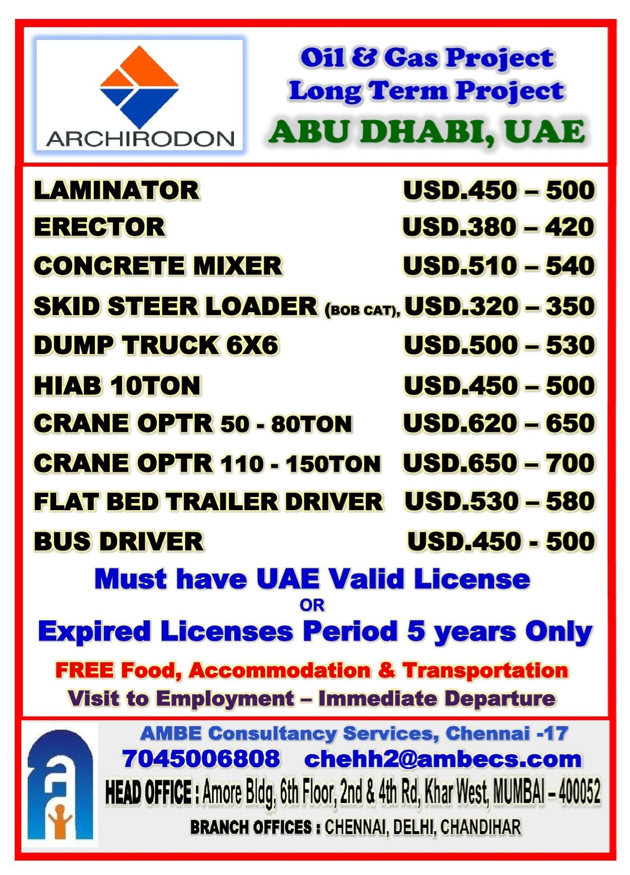 Urgent Hiring for Abu Dhabi