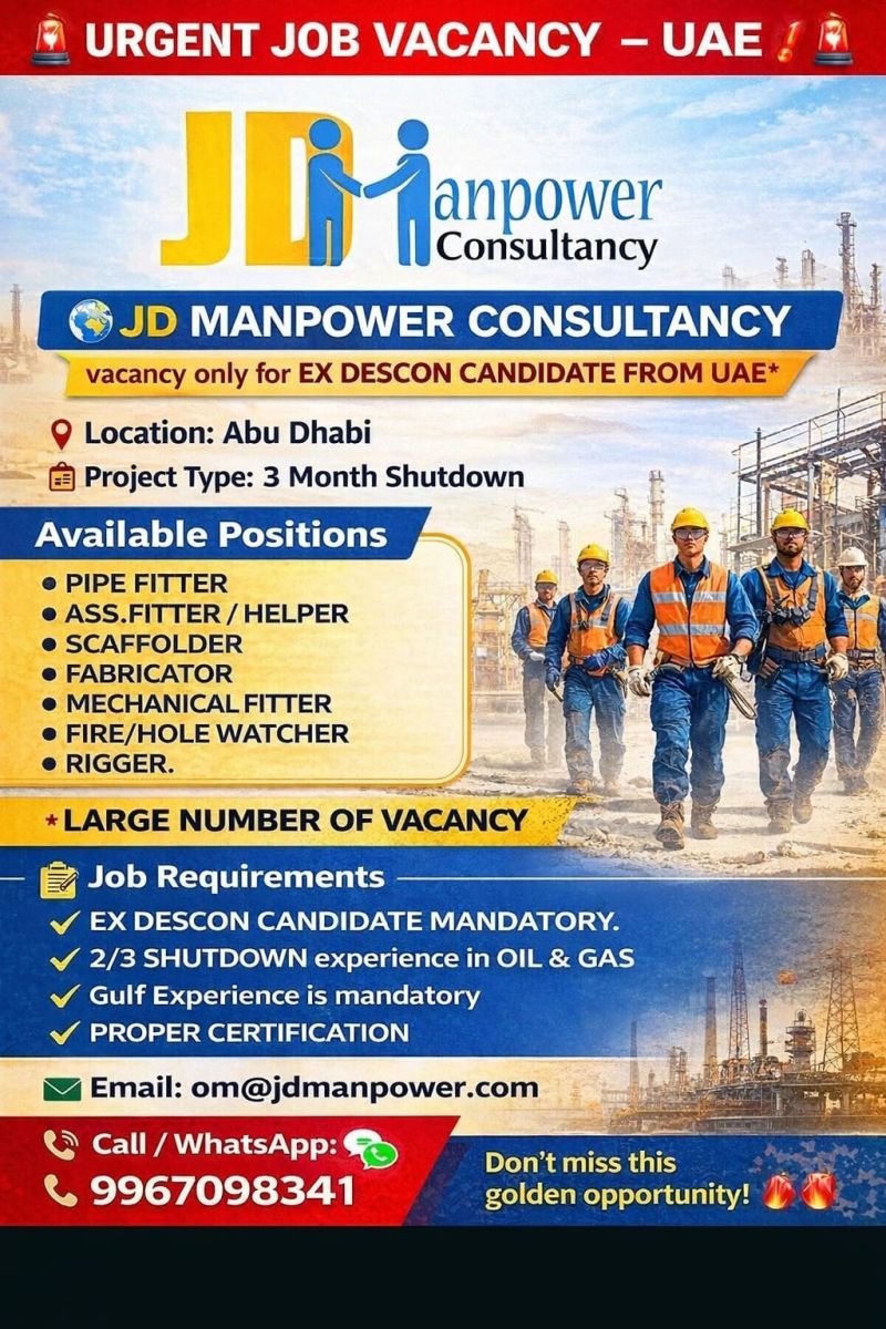 Urgent Hiring for Abu Dhabi