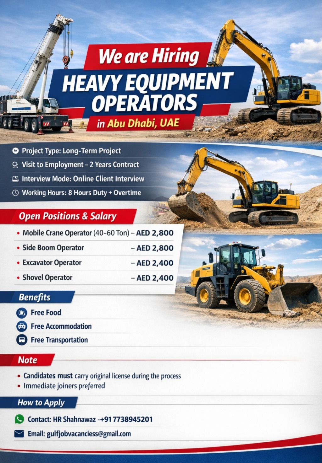 Urgent Hiring for Abu Dhabi