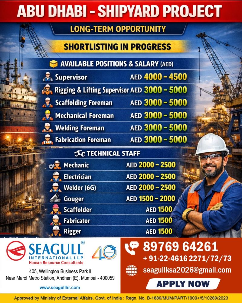 Urgent Hiring for Abu Dhabi