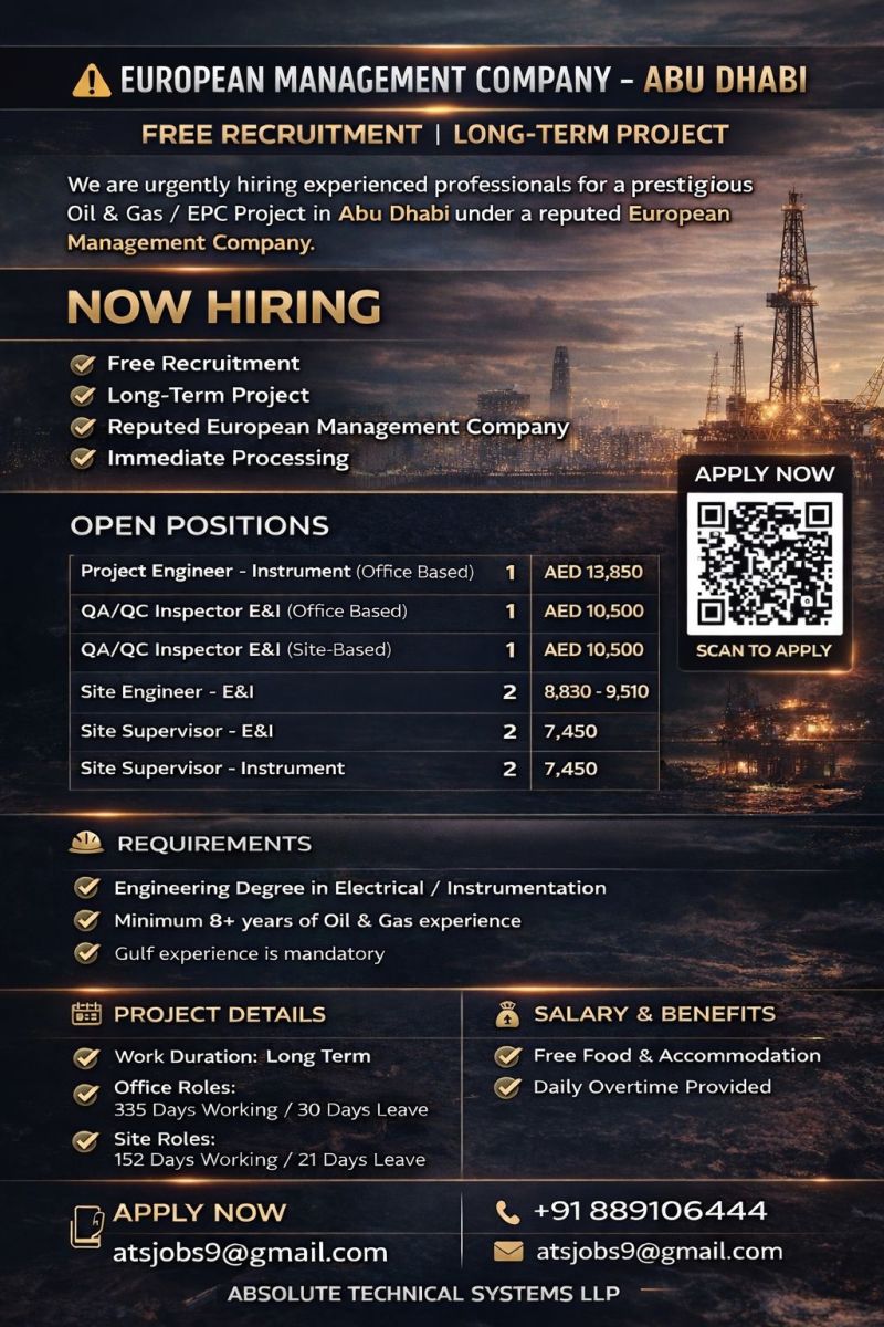 Urgent Hiring for Abu Dhabi