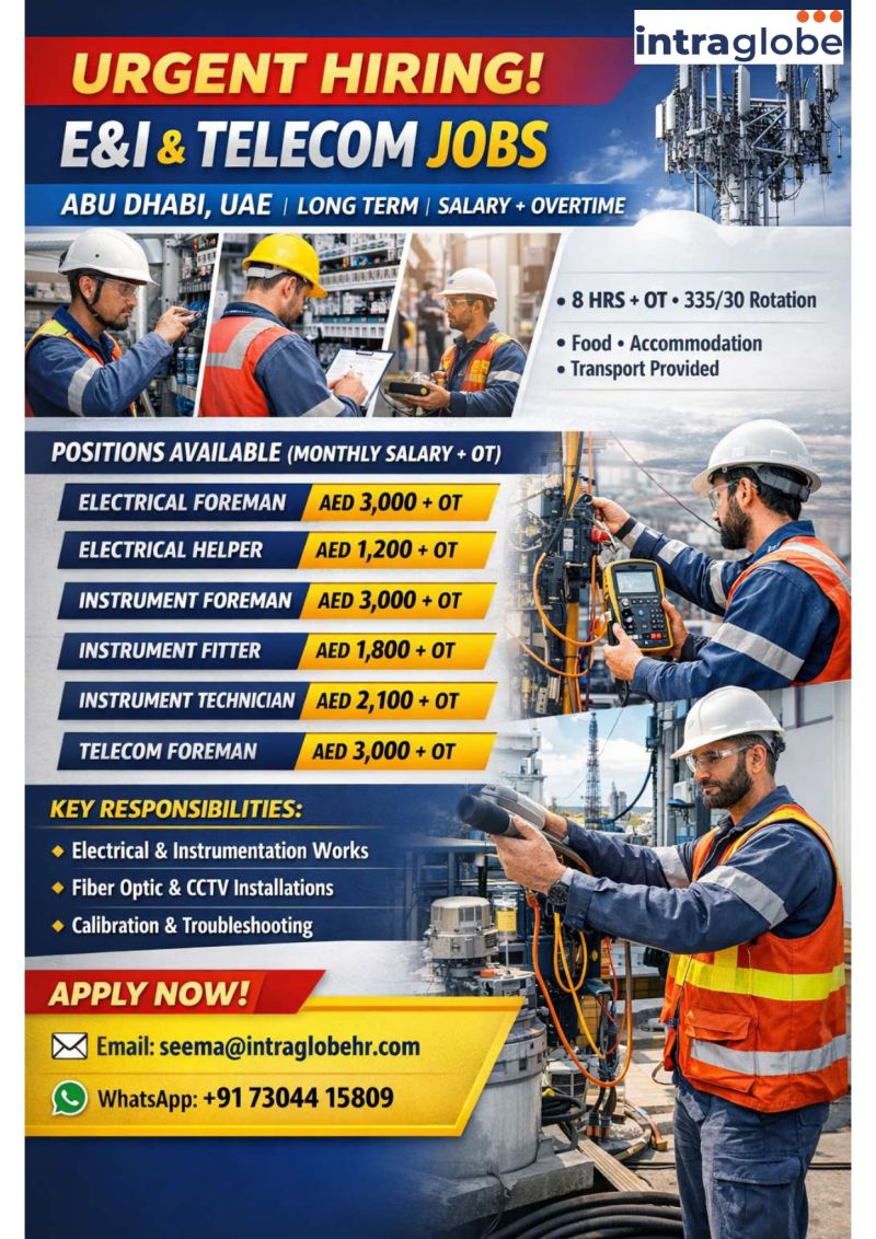 Urgent Hiring for Abu Dhabi