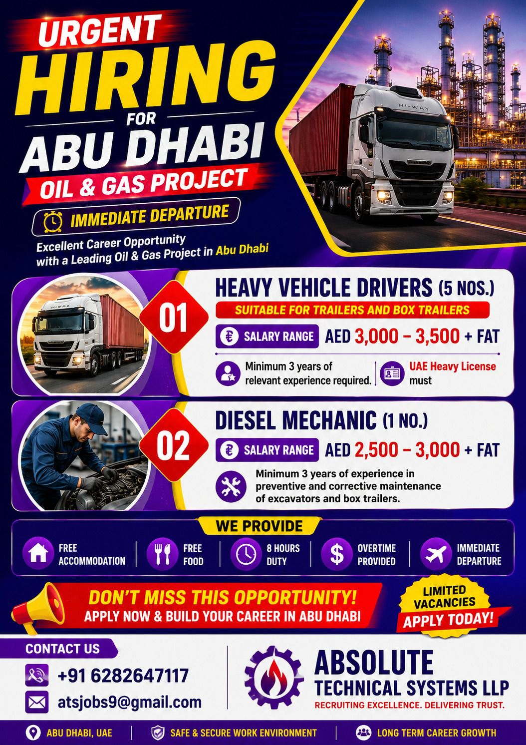 Urgent Hiring for Abu Dhabi