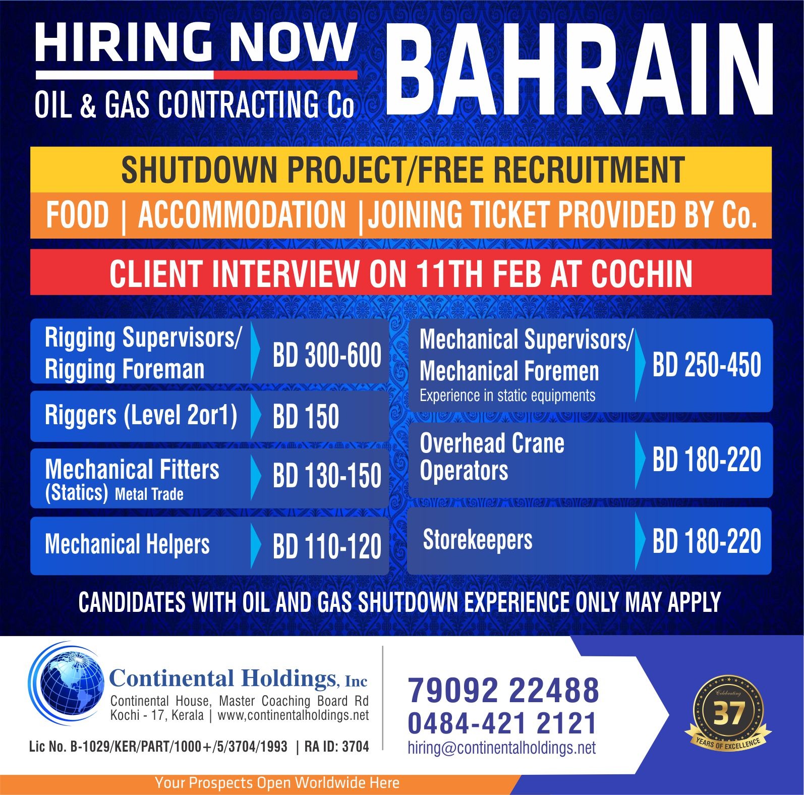 Urgent Hiring For Bahrain