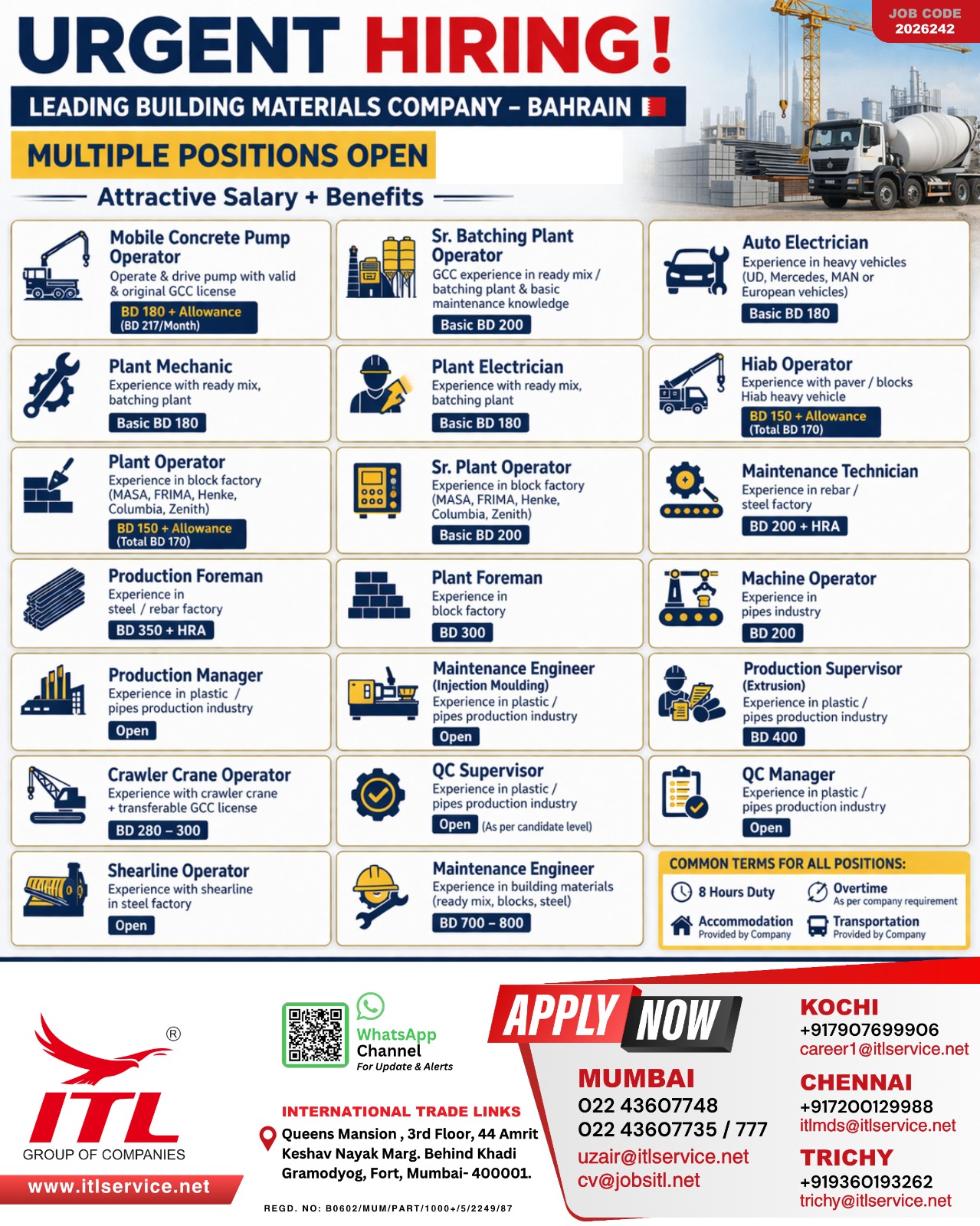 Urgent Hiring for Bahrain