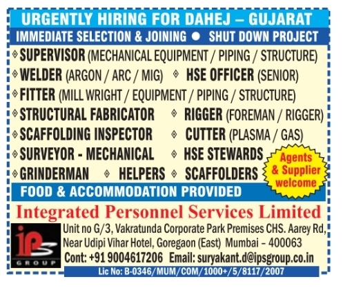 Urgent Hiring for Dahej