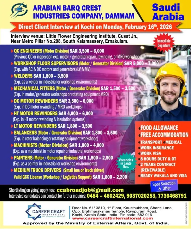 Urgent Hiring for Dammam