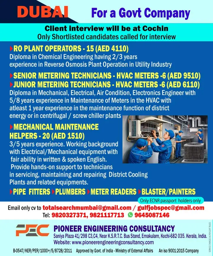 Urgent Hiring for Dubai