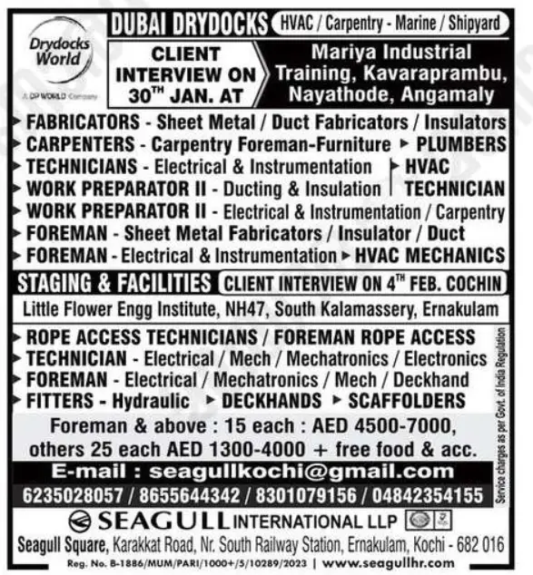 Urgent Hiring for Dubai