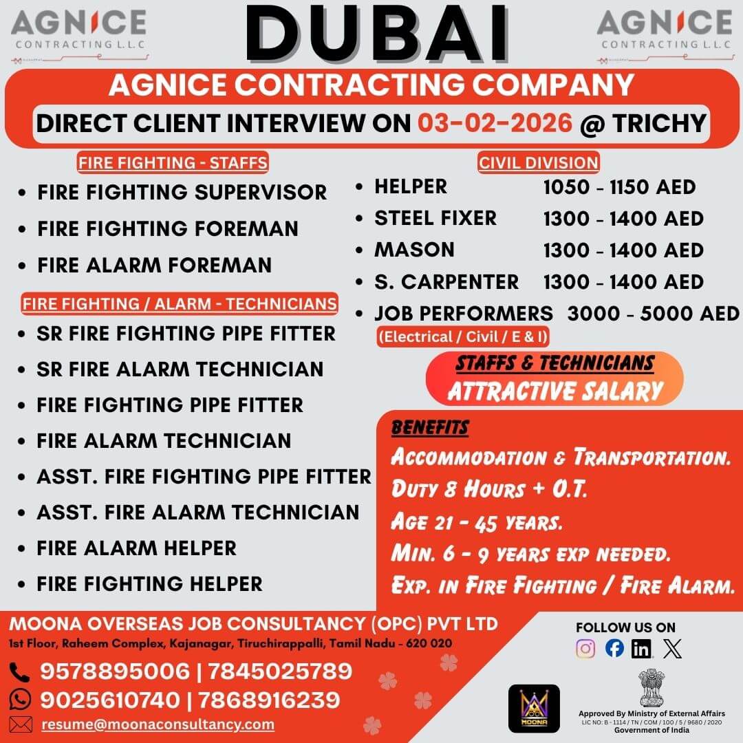 Urgent Hiring for Dubai