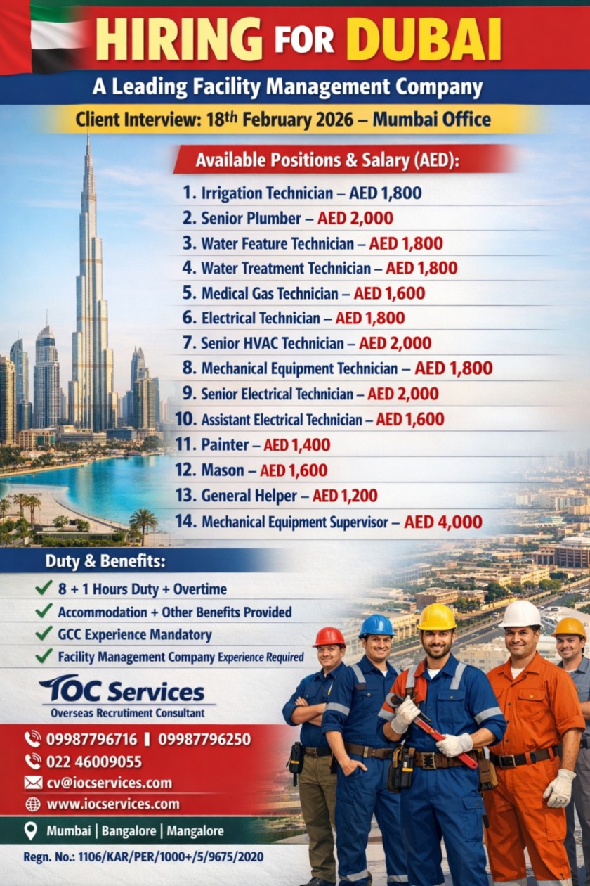 Urgent Hiring for Dubai