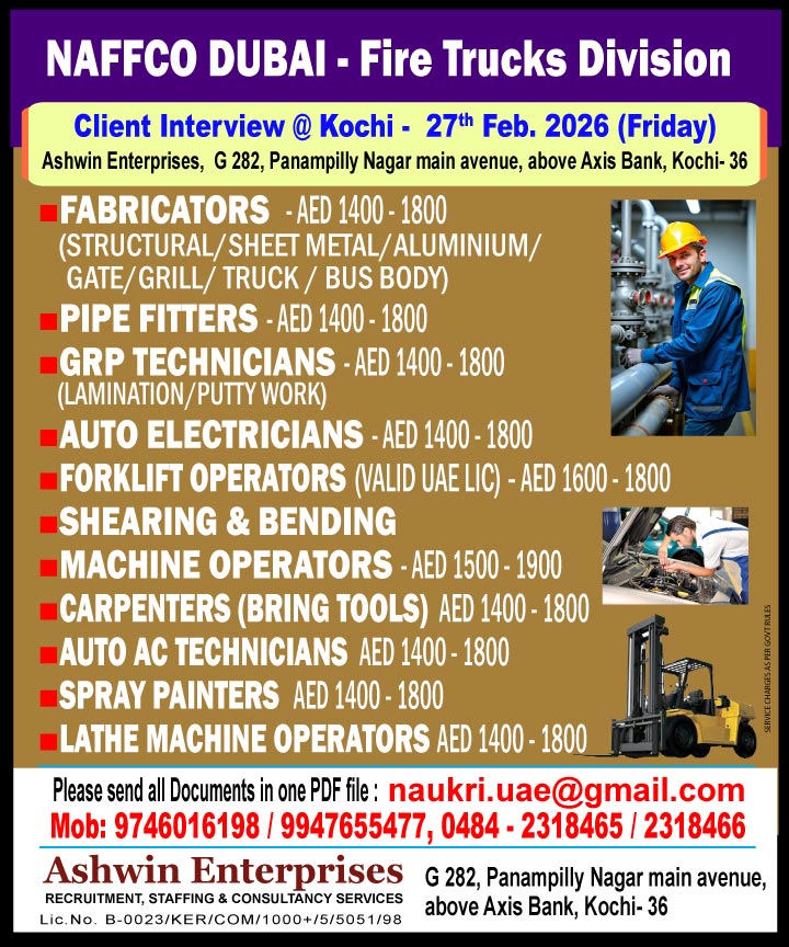 Urgent Hiring for Dubai