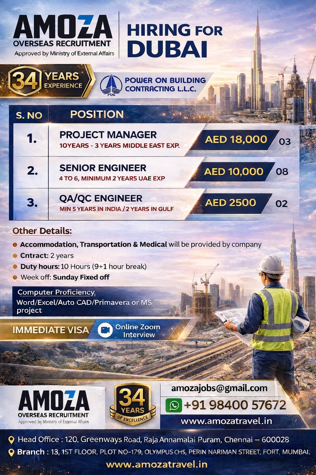 Urgent Hiring for Dubai