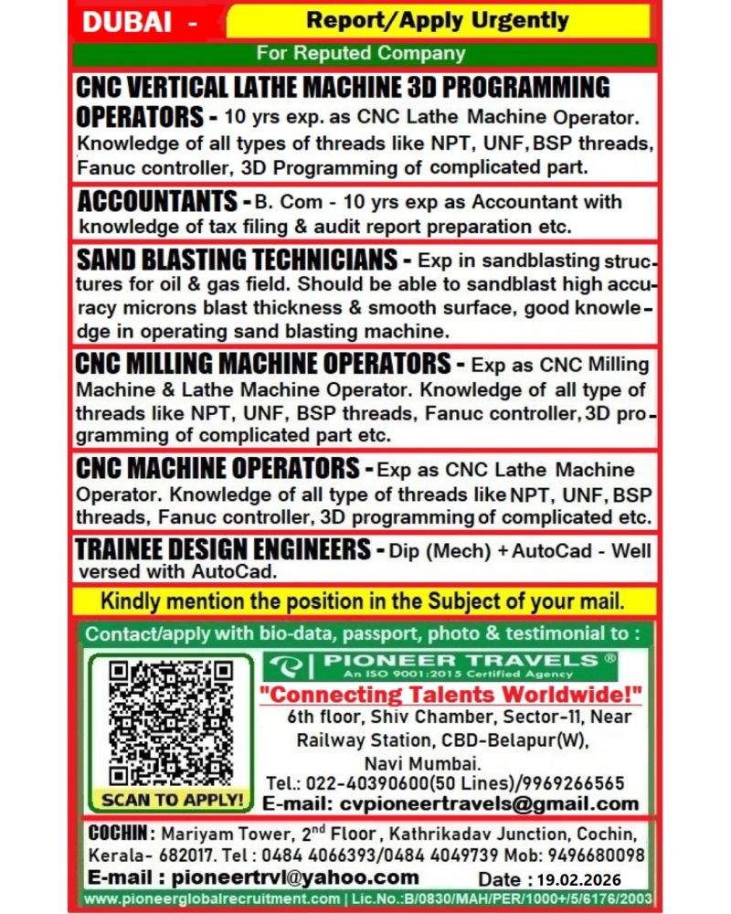 Urgent Hiring for Dubai
