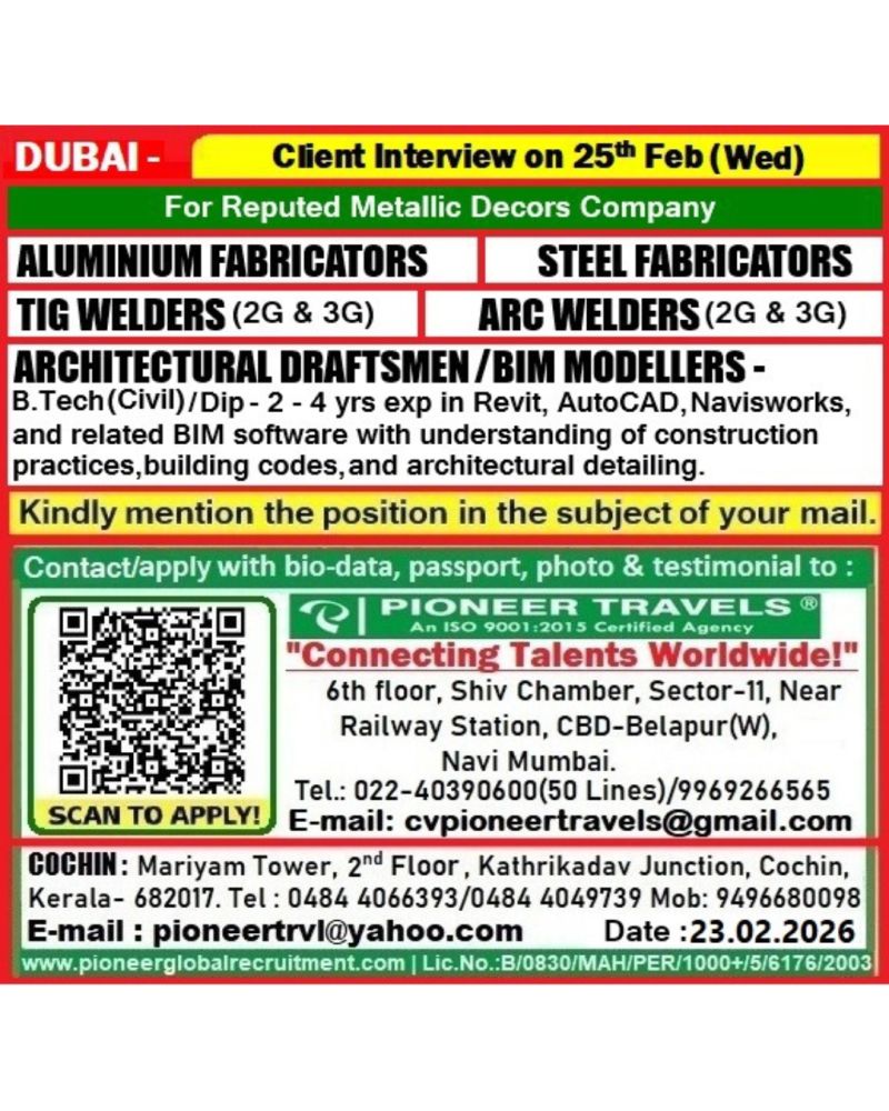 Urgent Hiring for Dubai