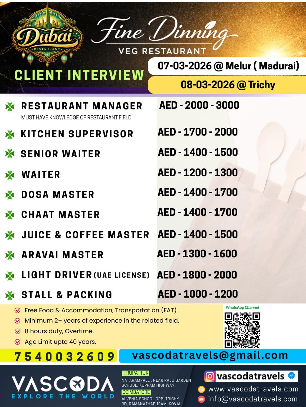 Urgent Hiring for Dubai
