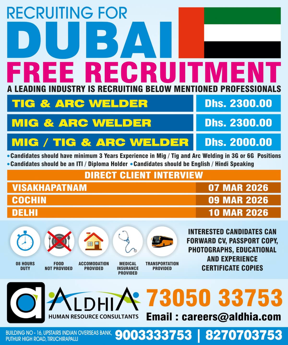 Urgent Hiring for Dubai