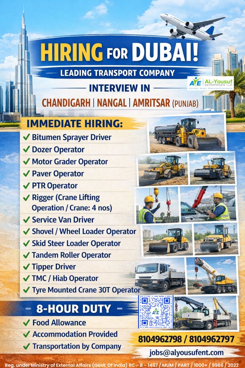 Urgent Hiring for Dubai