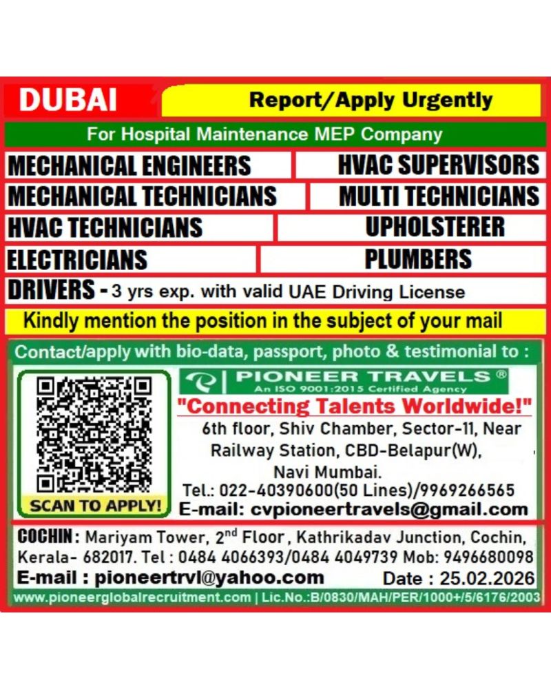 Urgent Hiring for Dubai