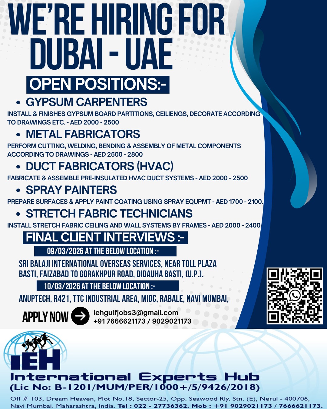 Urgent Hiring for Dubai
