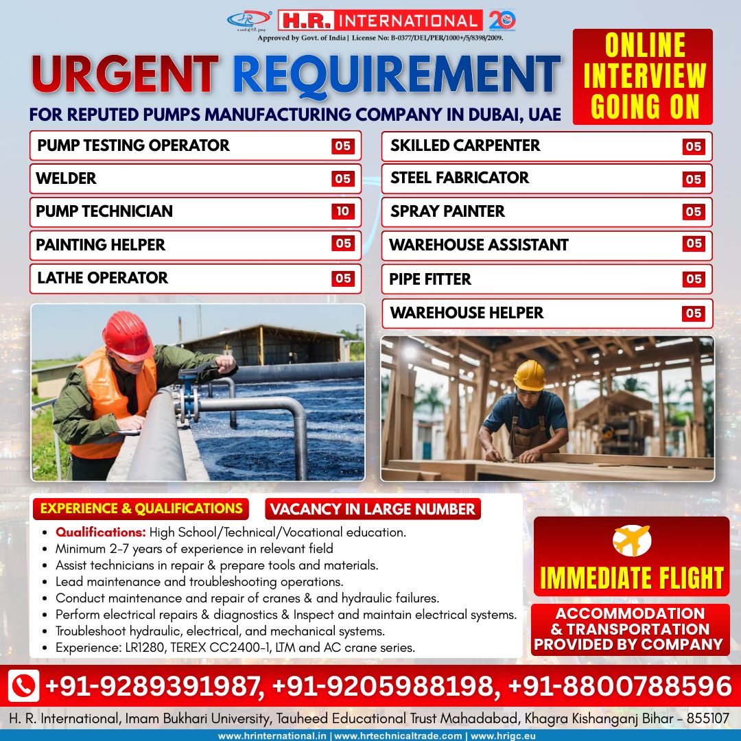 Urgent Hiring for Dubai
