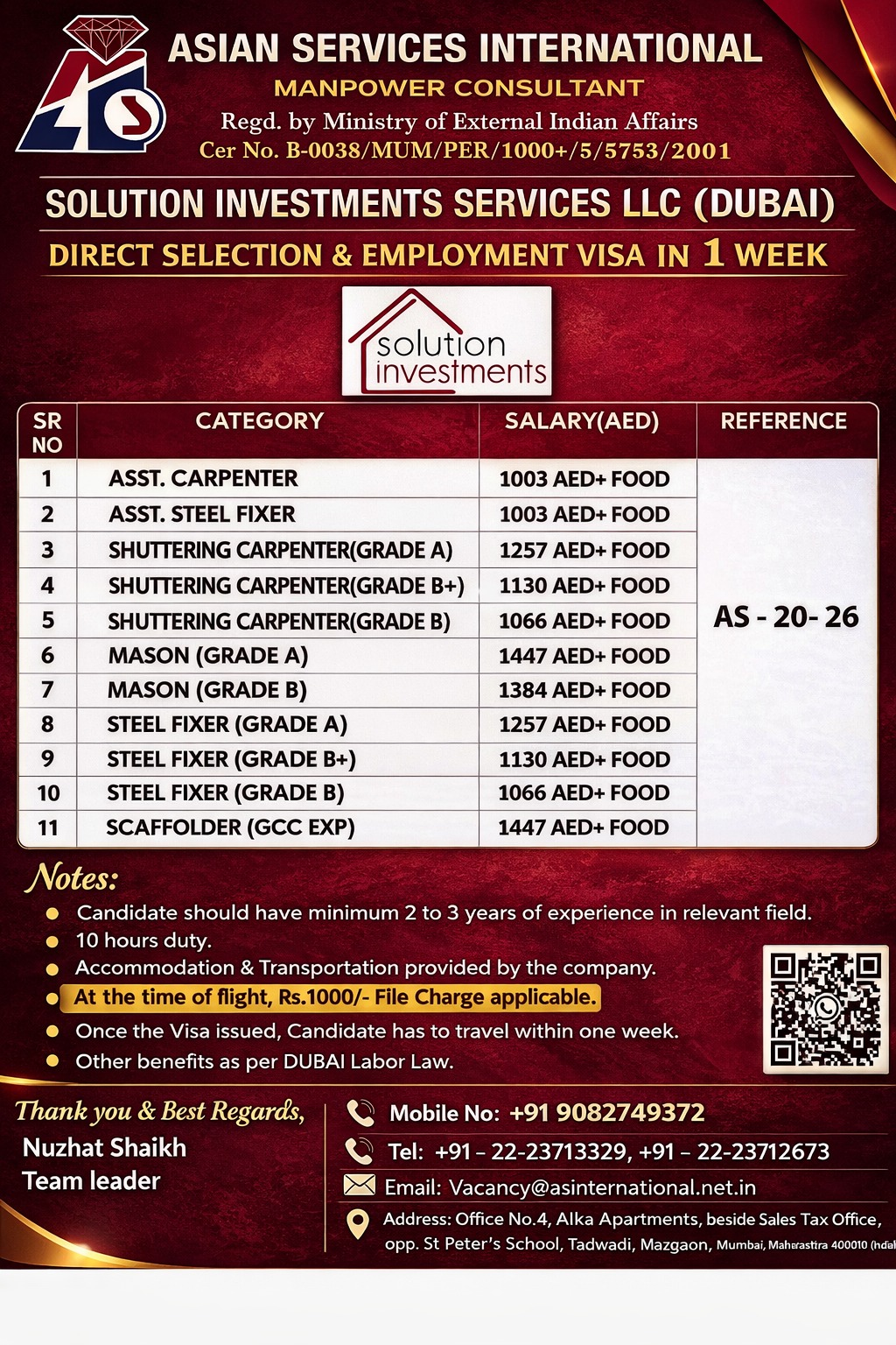 Urgent Hiring for Dubai