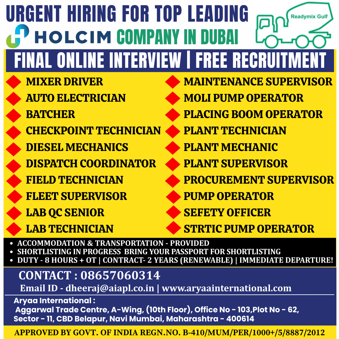 Urgent Hiring for Dubai