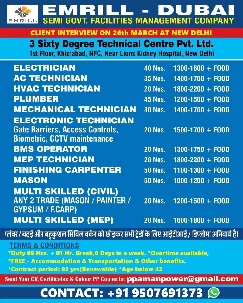 Urgent Hiring for Dubai