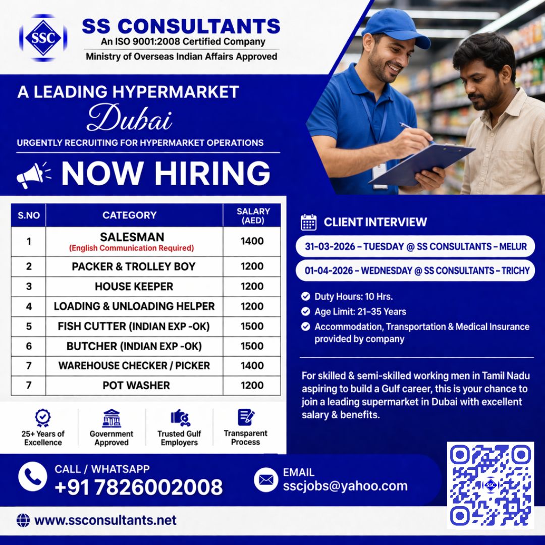 Urgent Hiring for Dubai
