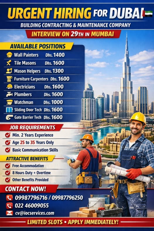 Urgent Hiring for Dubai