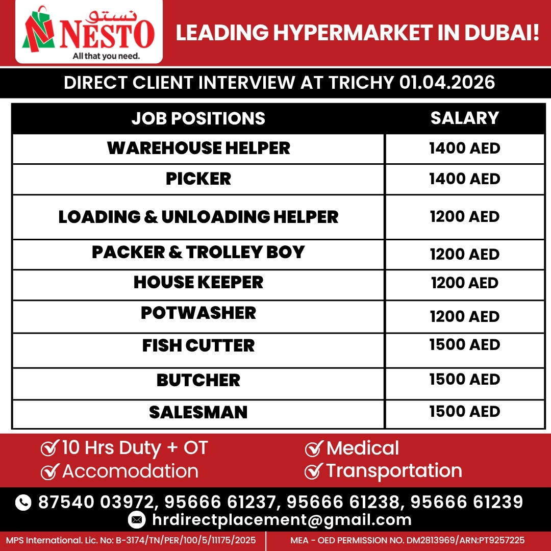 Urgent Hiring for Dubai