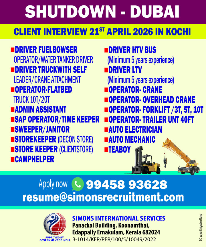 Urgent Hiring for Dubai
