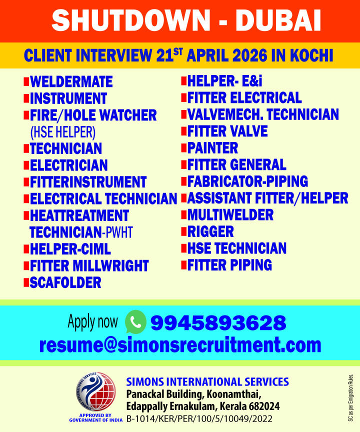 Urgent Hiring for Dubai