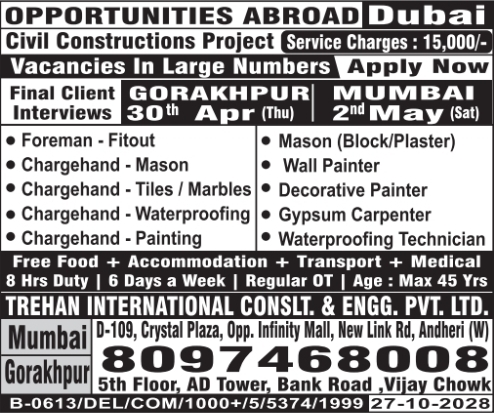 Urgent Hiring for Dubai